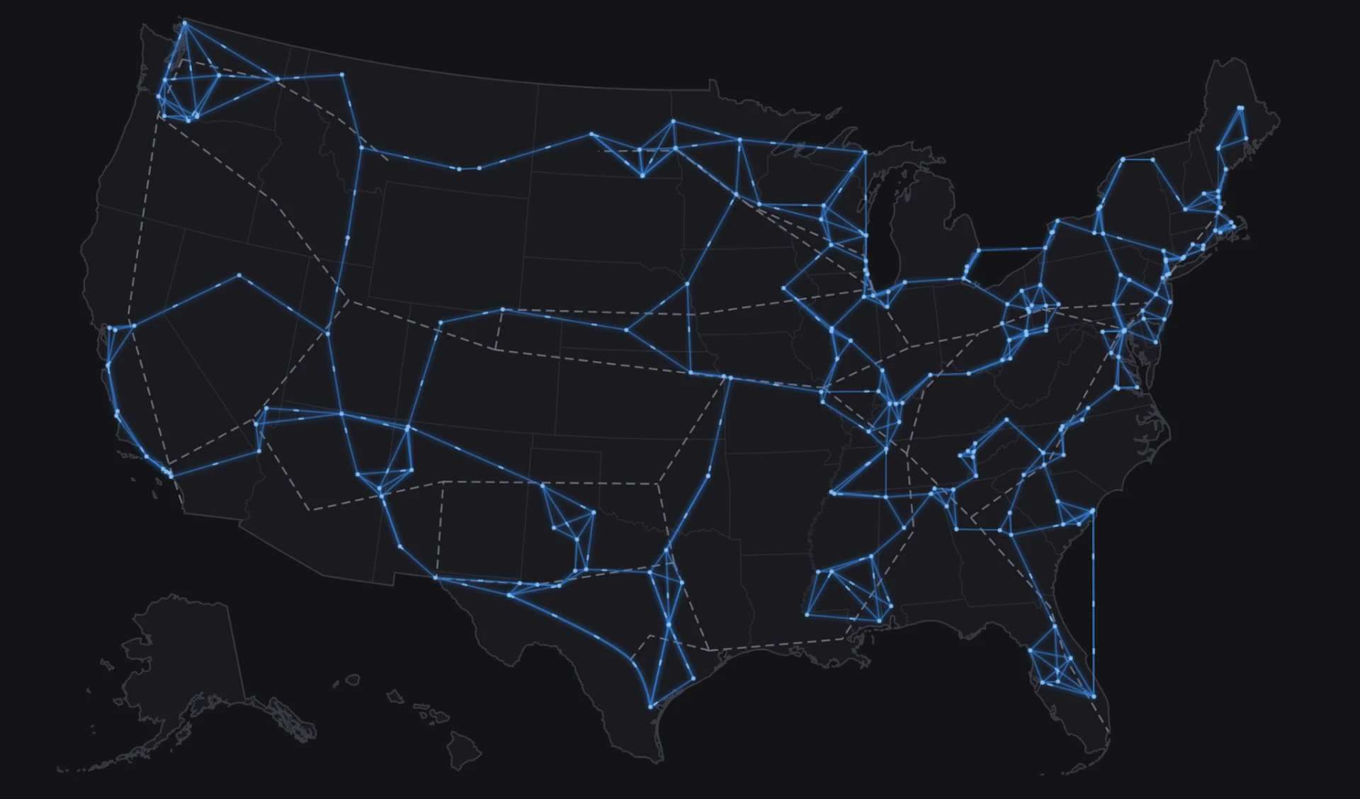 U.S. power grid network map
