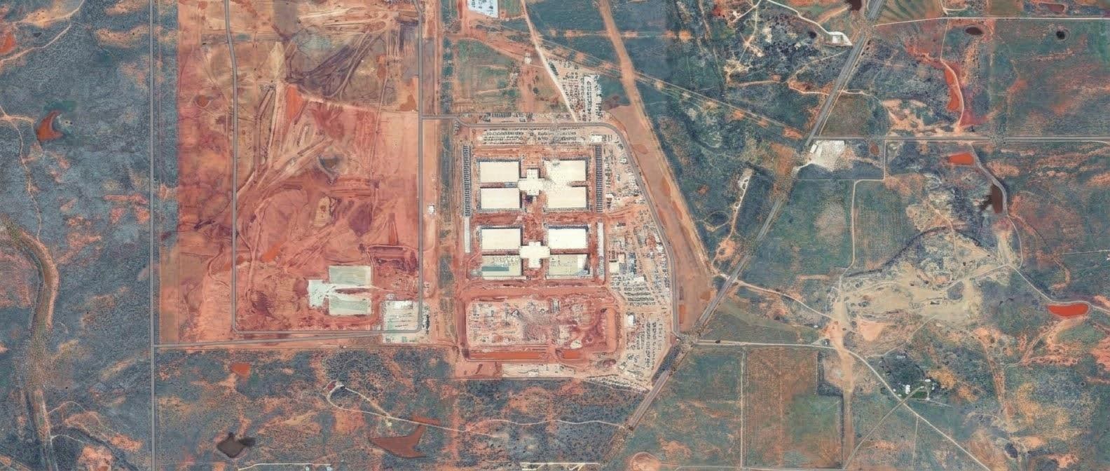 Aerial view of the West Texas facility and surrounding scrubland
